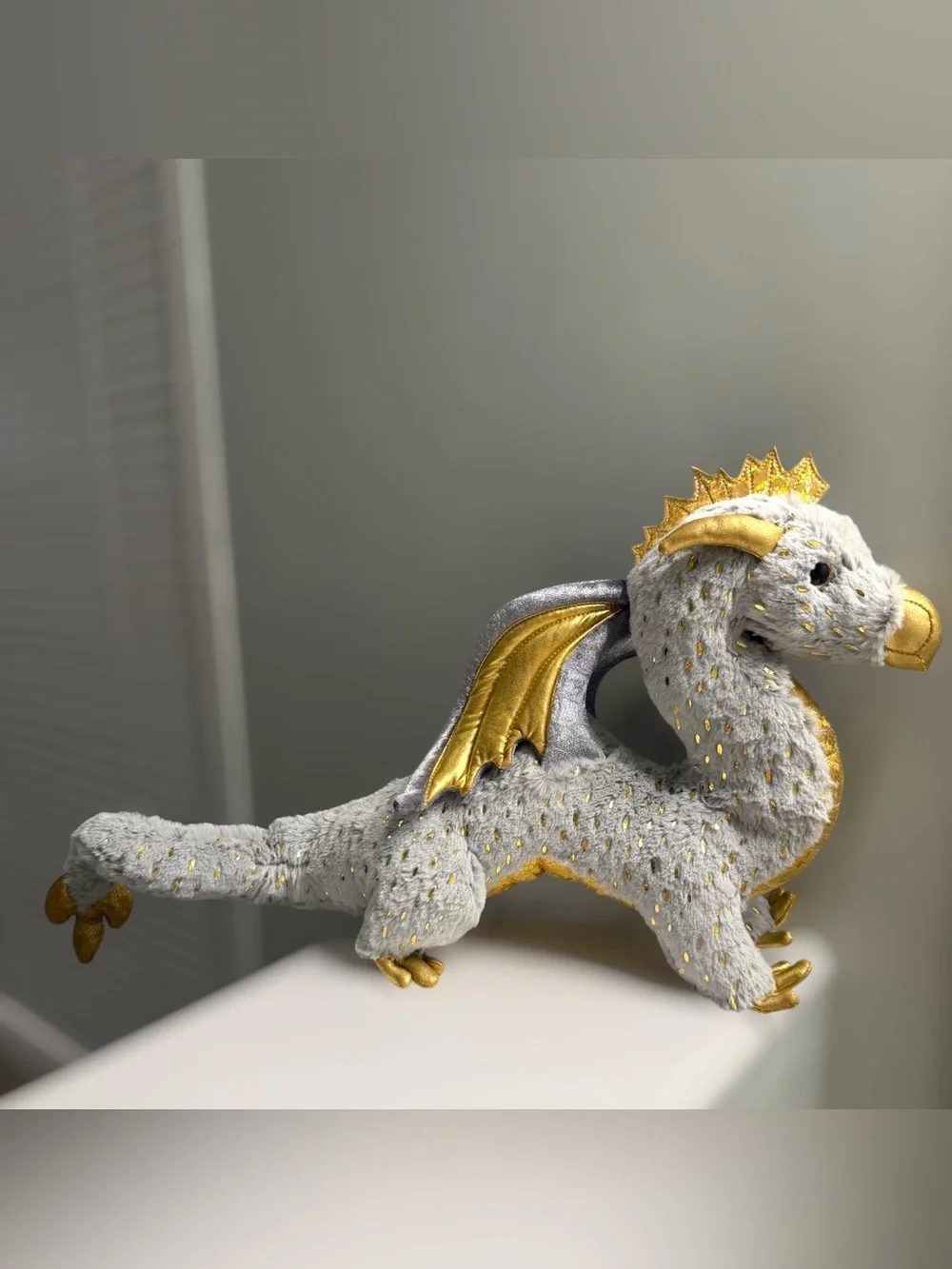 Douglas Midas Gold Fleck Dragon Plush 22” Gray Gold Fantasy Stuffed Animal